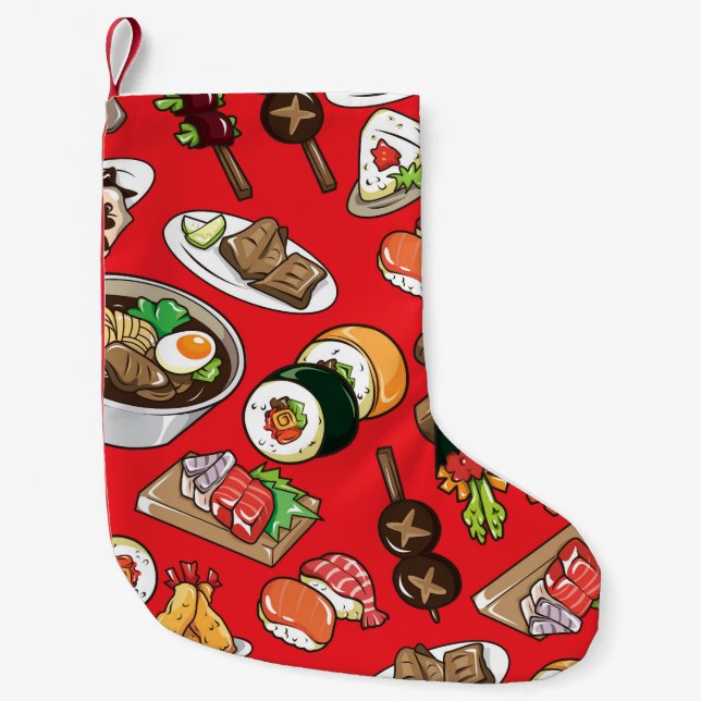 seamless Japanese food pattern Liten Julstrumpa (Framsidan)