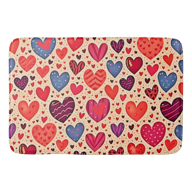 Seamless Kärlek Heart Mönster Art Badrumsmatta (Framsidan)