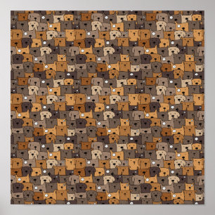 Seamless Kawaii Hundar Poster
