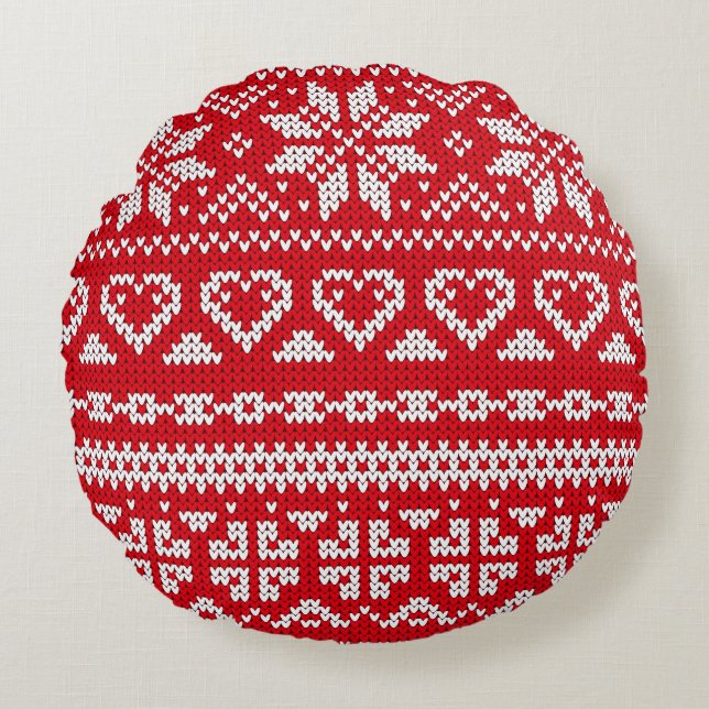 Seamless knitting pattern Norway festive sweater d Rund Kudde (Framsidan)