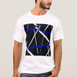 Seamless korsmönstrad kunglig blått och vit fodr t shirt