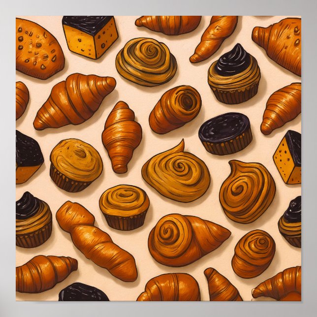 Seamless Laminated Dough Texture Fabric Pattern Poster (Framsidan)