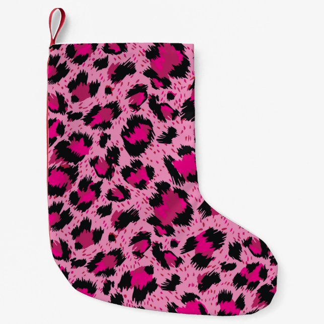 Seamless luxury pink leopard pattern. liten julstrumpa (Framsidan)