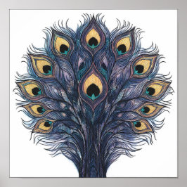 Seamless Macro Peacock Feather Fabric Pattern Poster