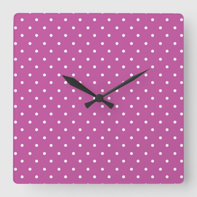 Seamless magenta background polka dot pattern fyrkantig klocka (Framsida)
