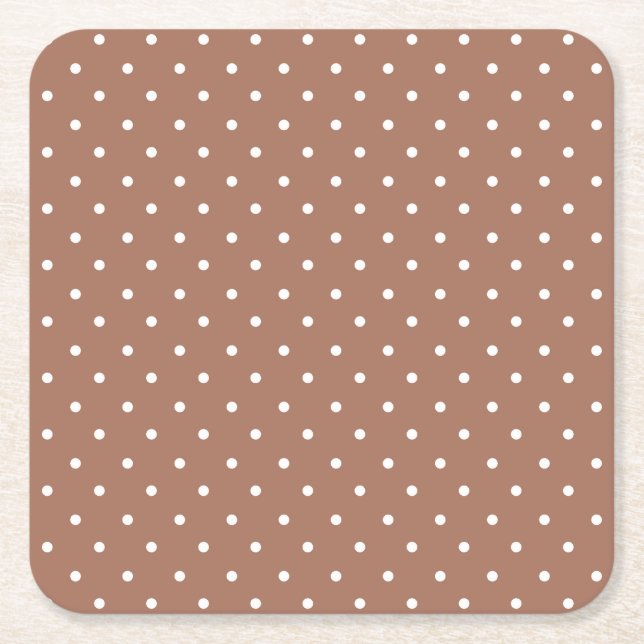 Seamless medium brown polka dot  pattern underlägg papper kvadrat (Framsidan)