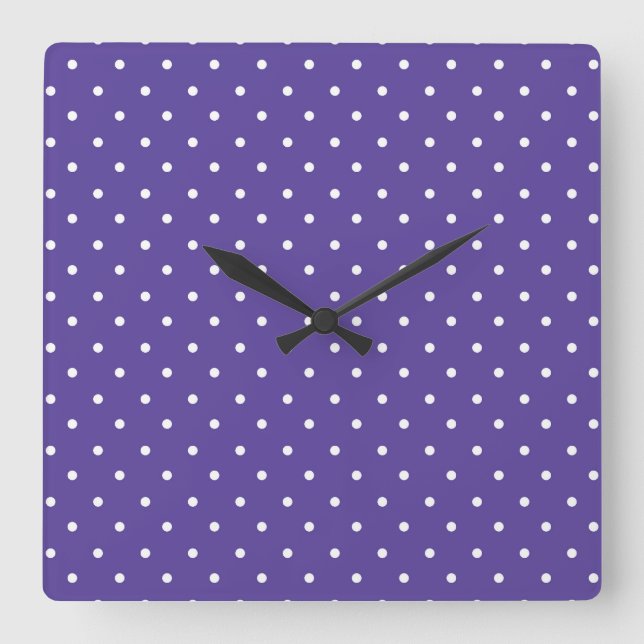 Seamless  medium purple polka dot pattern fyrkantig klocka (Framsida)