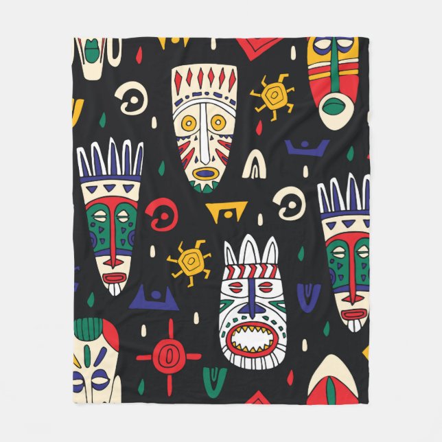 Seamless mönster african tribal maskes fleecefilt (Framsidan)