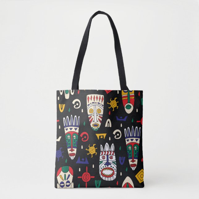 Seamless mönster african tribal maskes tygkasse (Framsida)