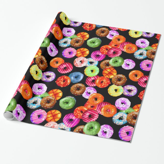 Seamless mönster för Donuts + din backgr. & idéer Presentpapper (Utrullad)