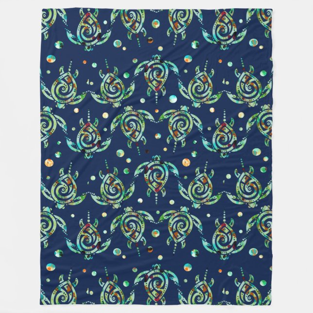 Seamless mönster för Shamanic havssköldpadda + din Fleecefilt (Framsidan)