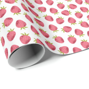 Seamless mönster för söt rosa jordgubbe presentpapper