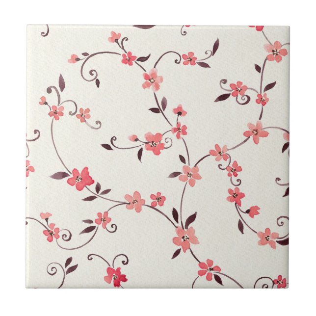 Seamless mönster för vattenfärg med den utformade kakelplatta (Framsidan)