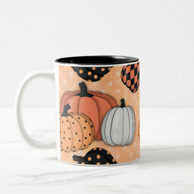 Seamless mönster med Pumpkins.Thanksgiving-dag Två-Tonad Mugg (Vänster)