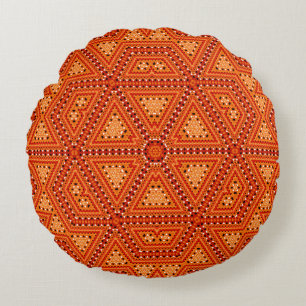 Seamless mosaic abstrakt kaleidoscope orange trian rund kudde