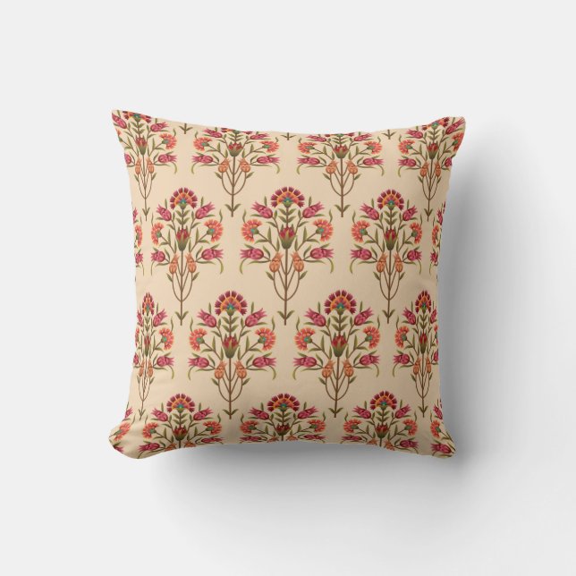 seamless mughal flower pattern design cream backgr kudde (Framsida)