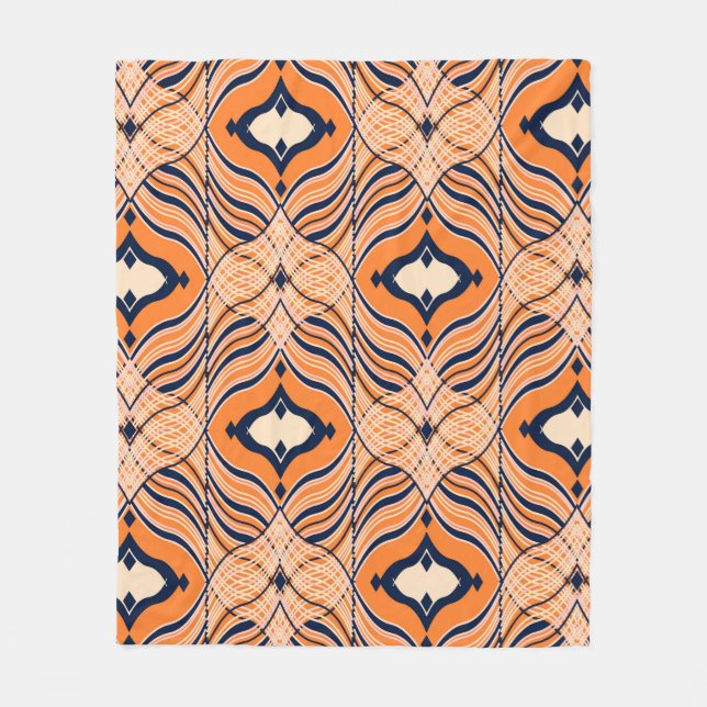 Seamless Oriental pattern, black, orange ornament. Fleecefilt (Framsidan)