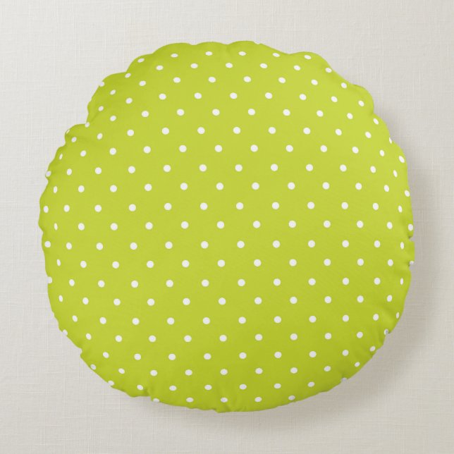 Seamless pattern  bright lime polka dot pattern rund kudde (Framsidan)