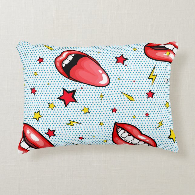 Seamless pattern cartoon comic super speech bubble prydnadskudde (Framsidan)