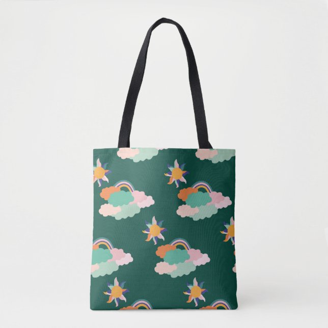 Seamless pattern design with colorful clouds and r tygkasse (Framsida)