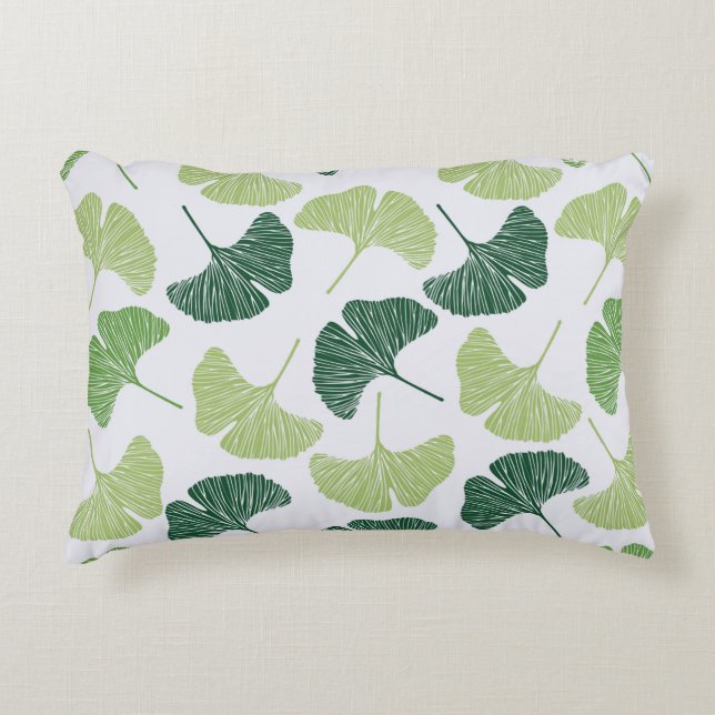 Seamless pattern Green ginkgo biloba  Prydnadskudde (Framsidan)