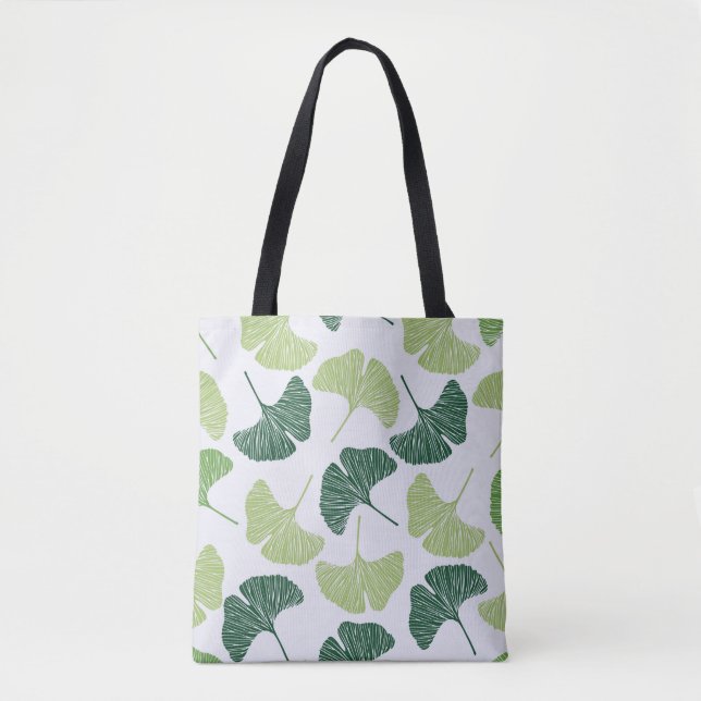 Seamless pattern Green ginkgo biloba  Tygkasse (Framsida)