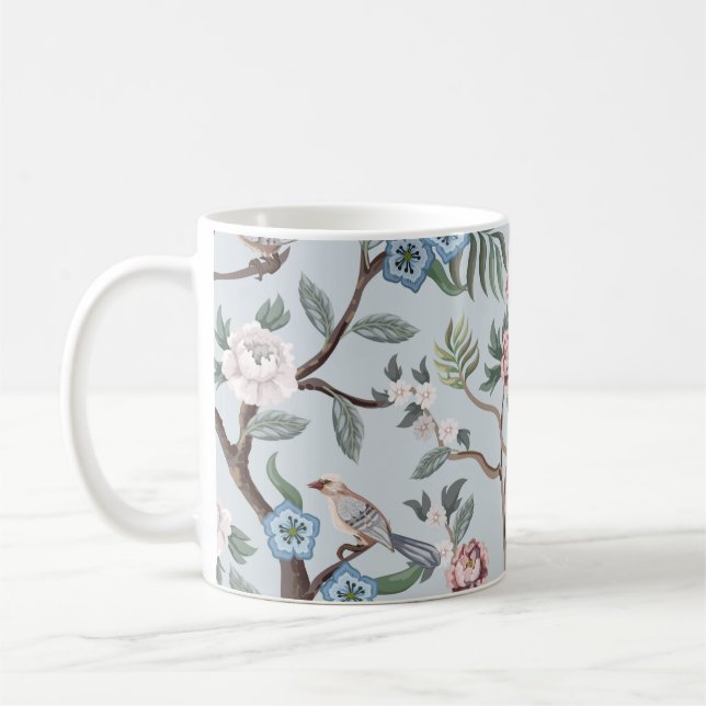 Seamless pattern in chinoiserie style with peonies kaffemugg (Vänster)