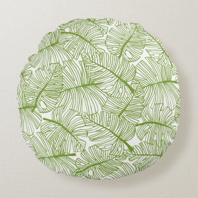 Seamless pattern Monstera leaves background. Flora Rund Kudde (Framsidan)