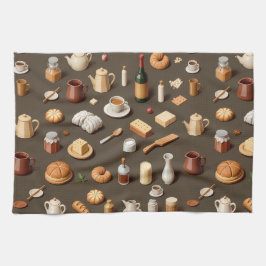 Seamless pattern of breakfast and tea sets kökshandduk