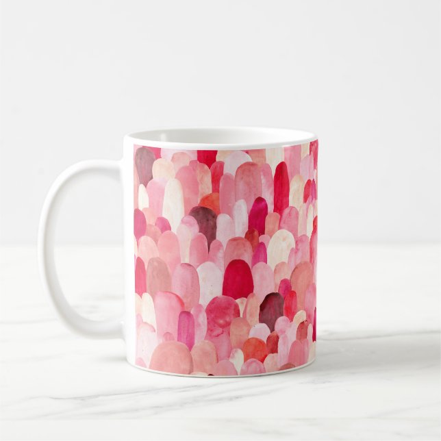 Seamless pattern of pink, red and beige spots. Wat Kaffemugg (Vänster)