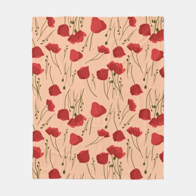 Seamless pattern of poppy on a beige backgroundabs fleecefilt (Framsidan)