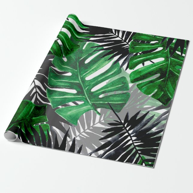 seamless pattern of tropical leaves and elements o presentpapper (Utrullad)