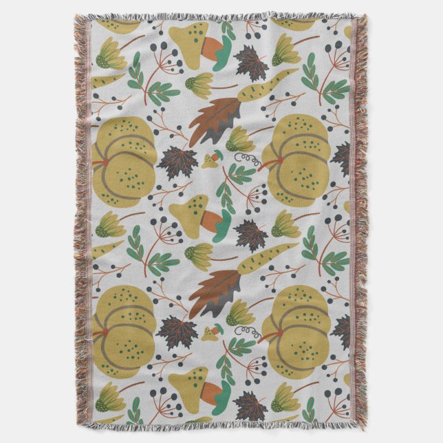 Seamless pattern of tropical pumpkins and carrots filt (Framsidan Vertikal)