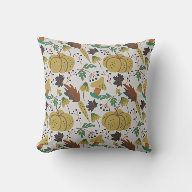 Seamless pattern of tropical pumpkins and carrots kudde (Framsida)