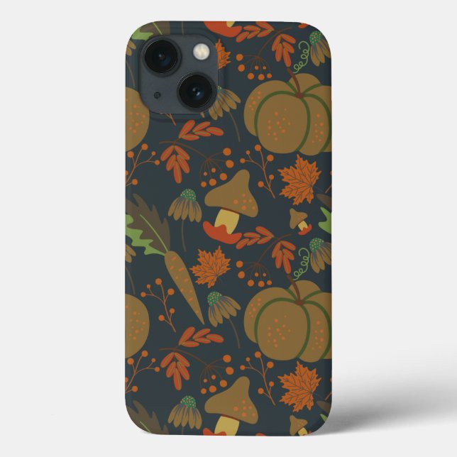 Seamless pattern Pumpkin & carrot dark background (Baksida)