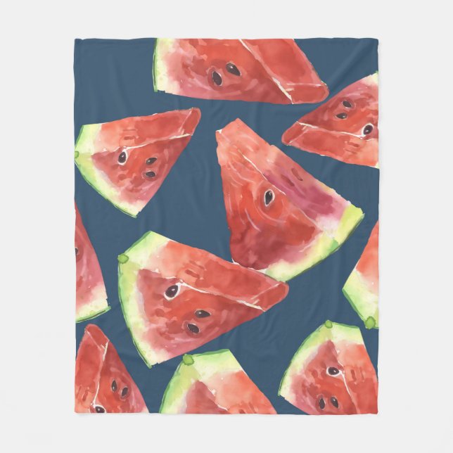 Seamless pattern. Slices of watercolor watermelon. Fleecefilt (Framsidan)