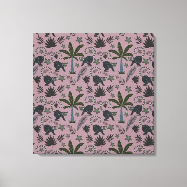 Seamless pattern Tropical animals monkey jumping Canvastryck (Framsida)