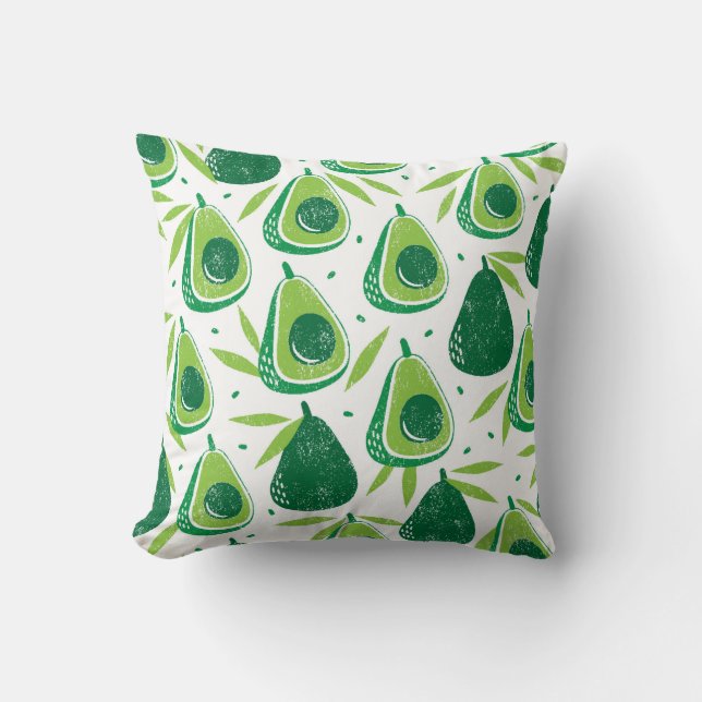 Seamless pattern with avocados. Stamp textured. vi Kudde (Framsida)