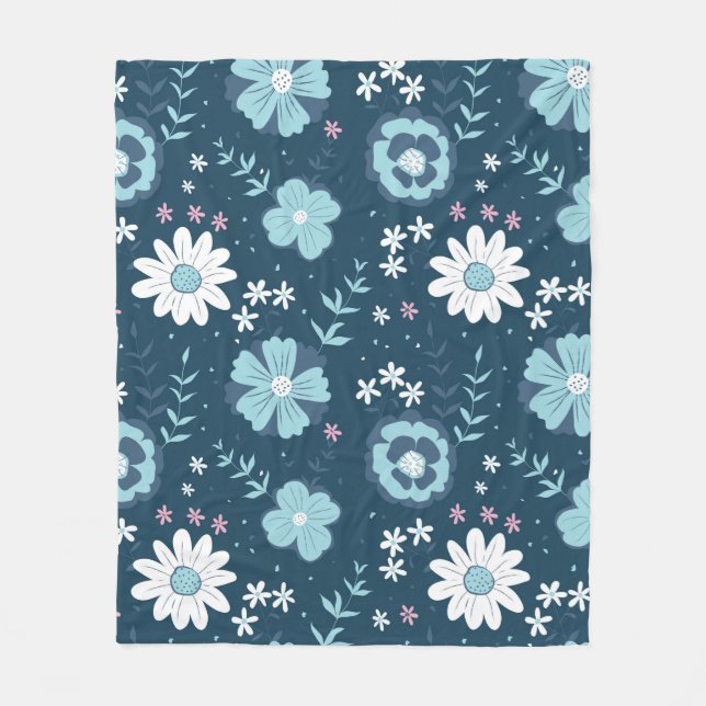 Seamless pattern with blue summer flowers on dark  fleecefilt (Framsidan)