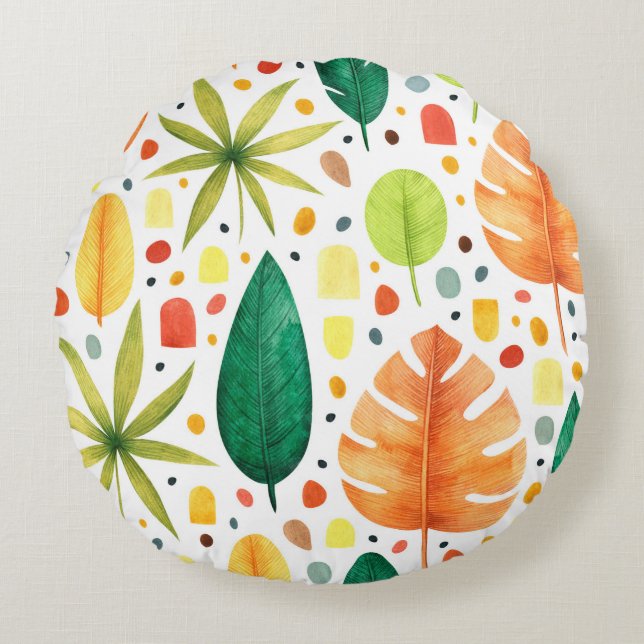 Seamless pattern with decorative tropical plants.  rund kudde (Framsidan)