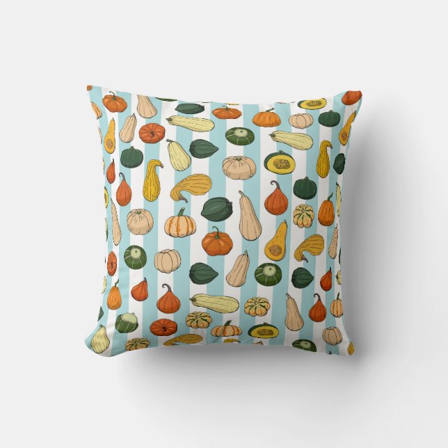 Seamless pattern with different hand drawn squashe kudde (Framsida)