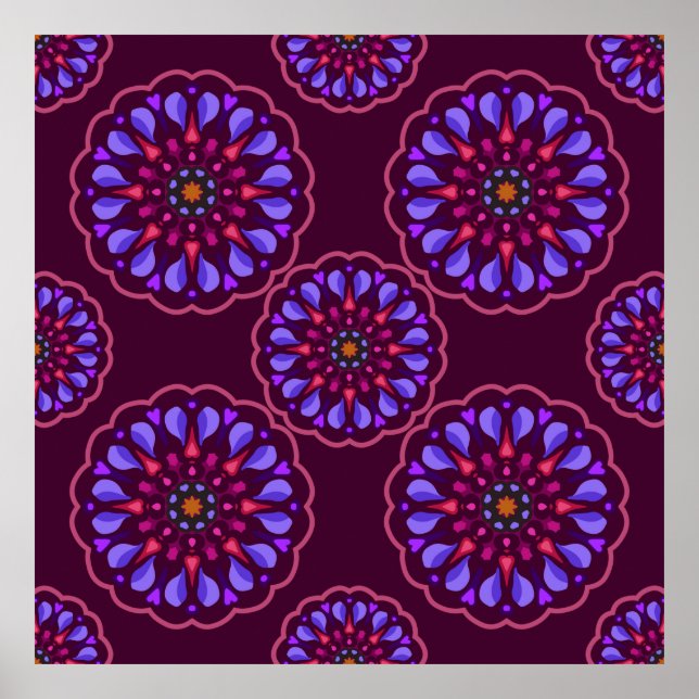 Seamless pattern with ethnic mandala art ornament. poster (Framsidan)