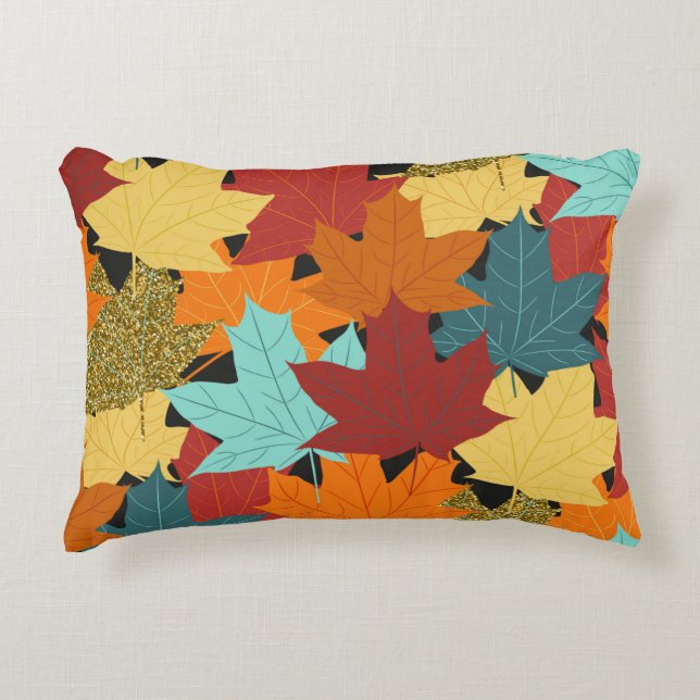 Seamless pattern with fall maple leaves. illustrat prydnadskudde (Framsidan)