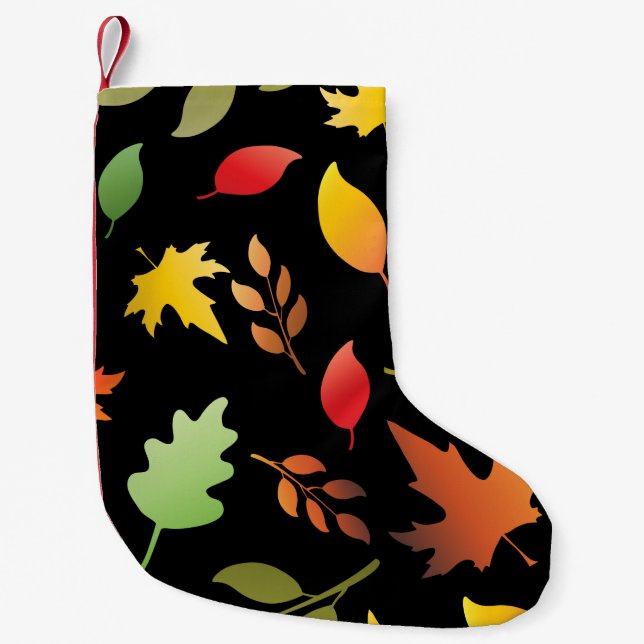 Seamless pattern with fallen autumn leaves and col liten julstrumpa (Framsidan)
