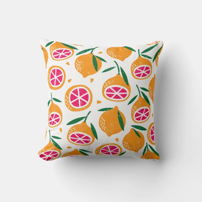 Seamless pattern with fruits. Stamp textured. Kudde (Framsida)