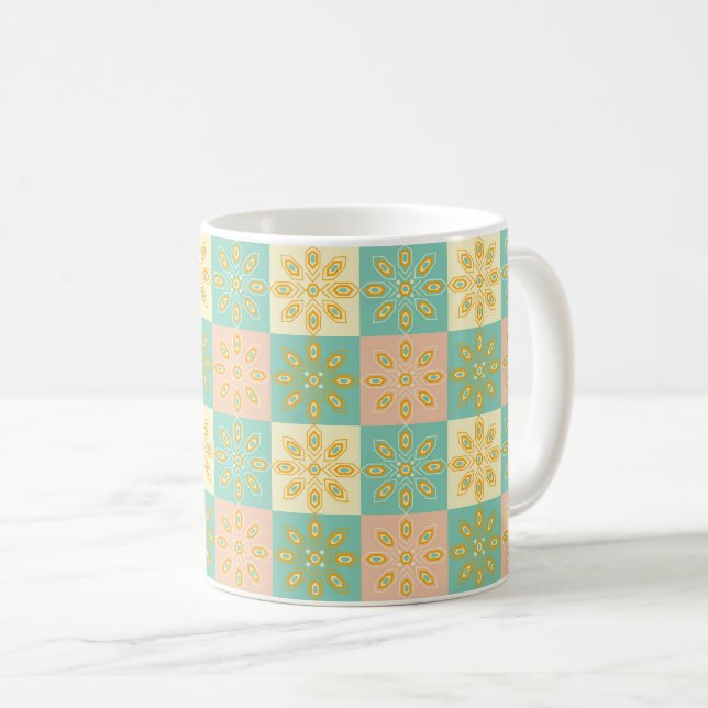 Seamless pattern with geometric floral motifs kaffemugg (Framsida höger)