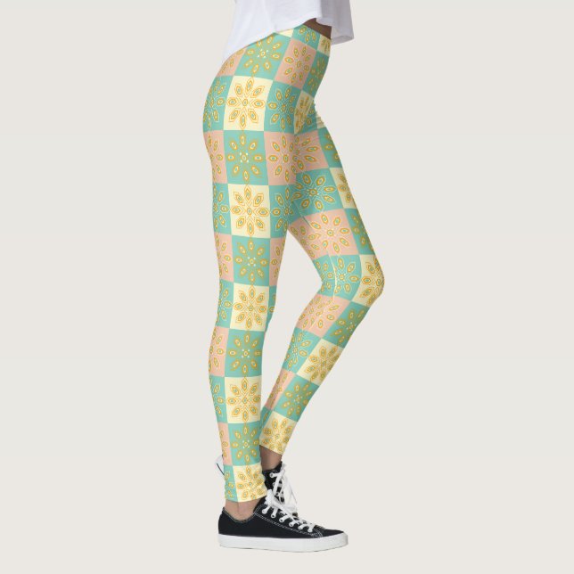 Seamless pattern with geometric floral motifs leggings (Höger)