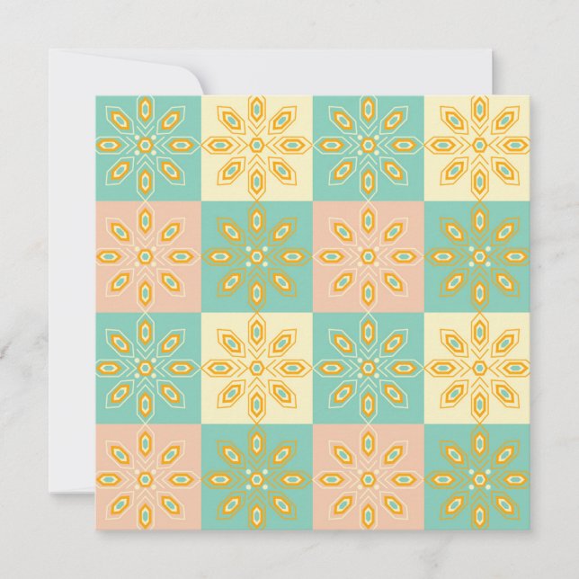 Seamless pattern with geometric floral motifs tack kort (Framsida)