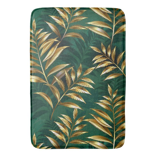 Seamless pattern with golden ferns badrumsmatta (Framsidan (Vertikal))