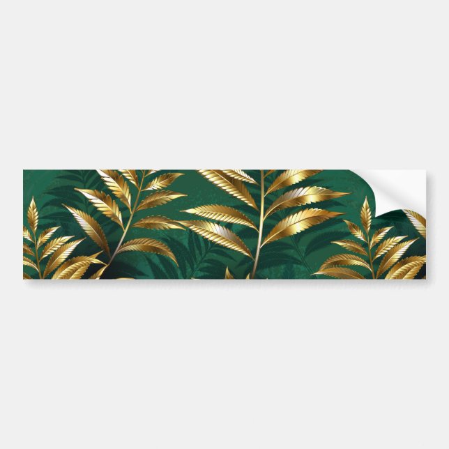 Seamless pattern with golden ferns bildekal (Framsidan)